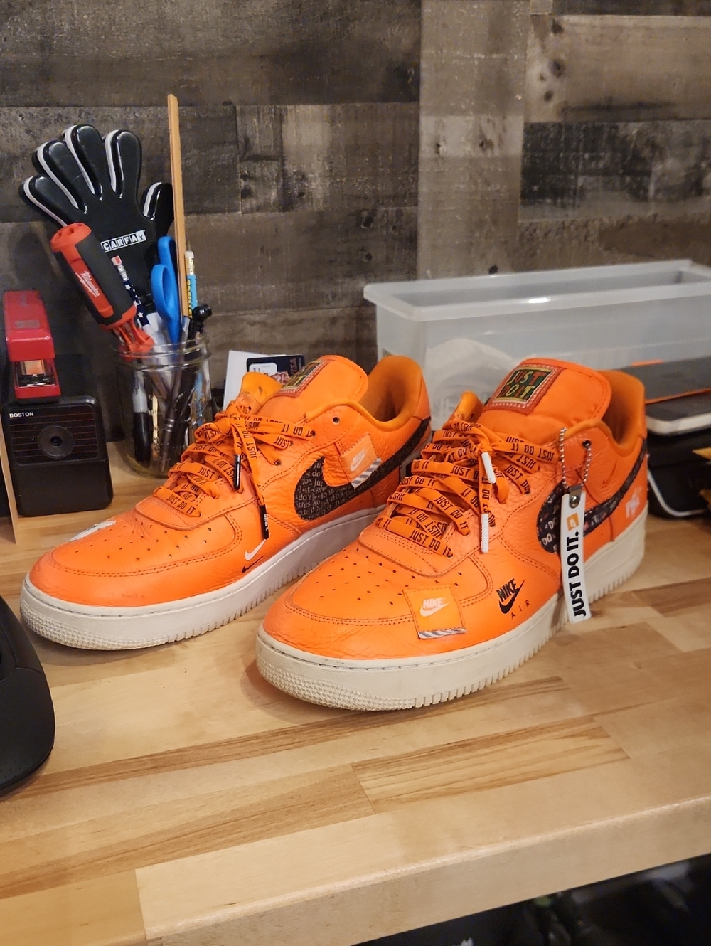 Nike Orange 'Just Do It' Swoosh Low-Top Sneakers AF1